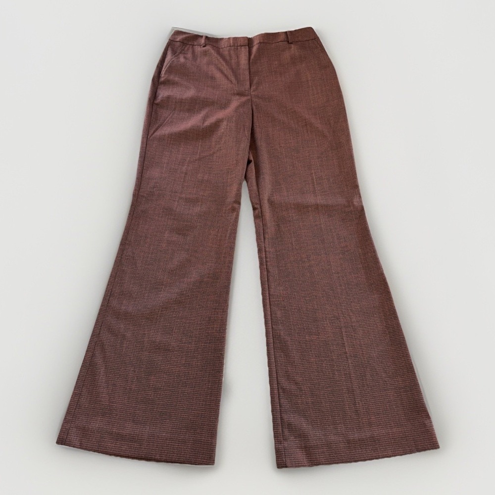 Worthington Women's Trousers Size 14 NWT Brown Black Houndstooth High Rise Wide‎